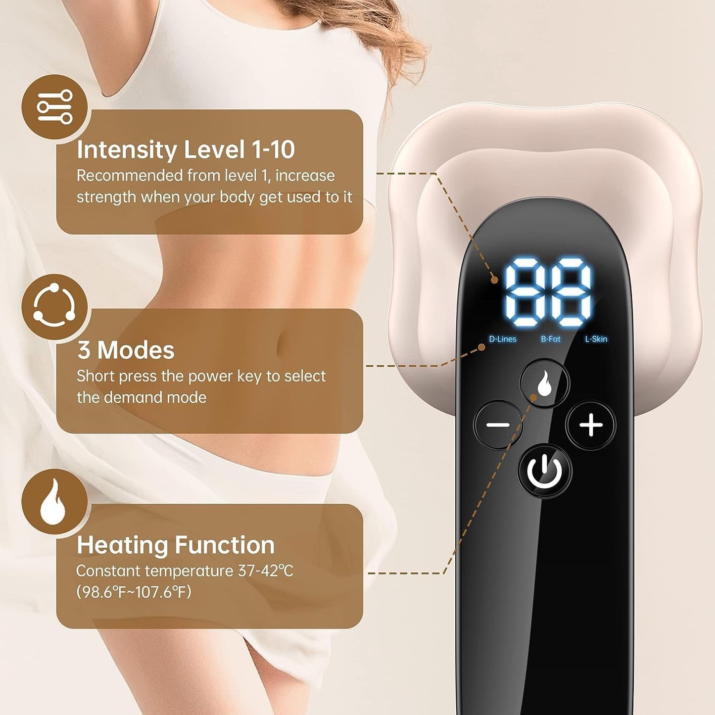 CXGRISE Body Sculpting Machine, Upgraded Cellulite Massager, Wireless Electric Cellulite Remover for Belly, Waist, Butt, Arms, Legs (White)