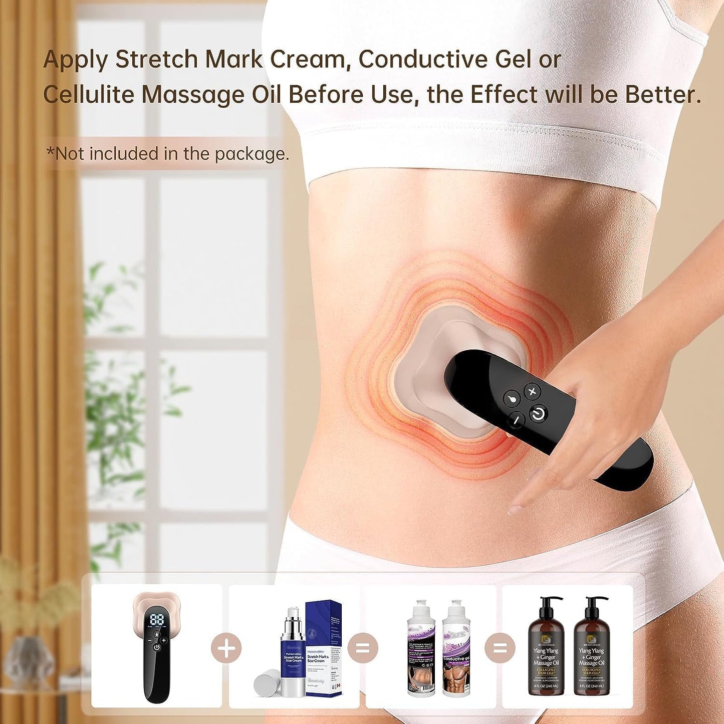 CXGRISE Body Sculpting Machine, Upgraded Cellulite Massager, Wireless Electric Cellulite Remover for Belly, Waist, Butt, Arms, Legs (White)